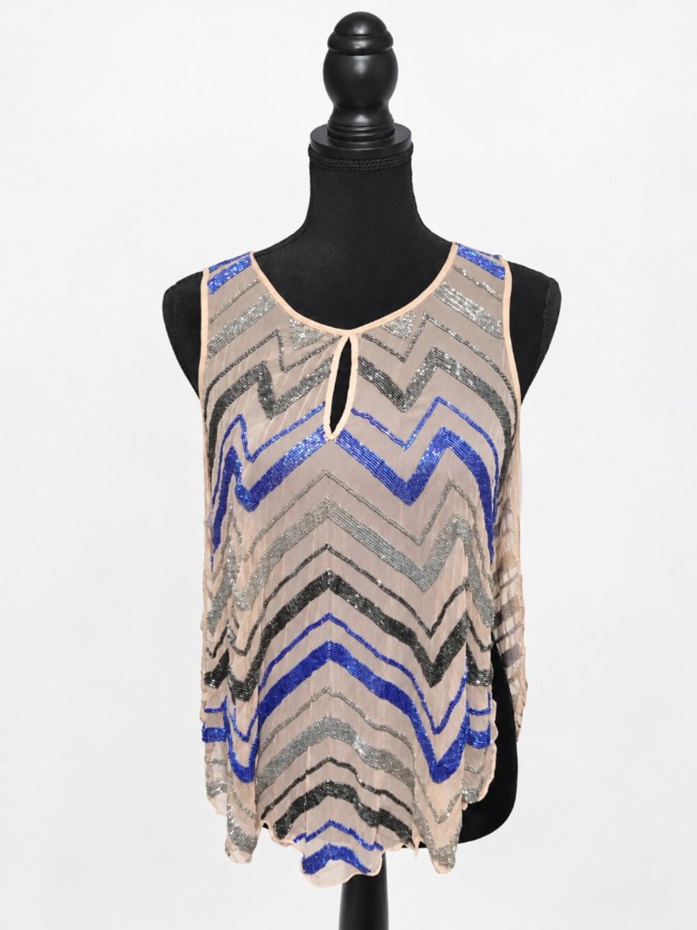 NWT Parker Suma Silk Beaded Chevron Top Size M MSRP $283
